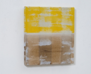 Verticalen, 2013, acryl op linnen en wol, 45x40x4cm