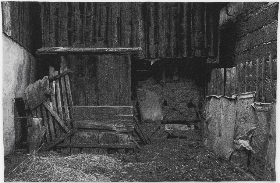 Frans Beerens • varkenskot in Slowakije • 2014 • geweven fotobeeld • 150 x 225 cm
