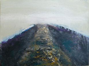 dijk bij Peasens-Moddergat, 2019, olieverf op doek, 30 x40 cm
