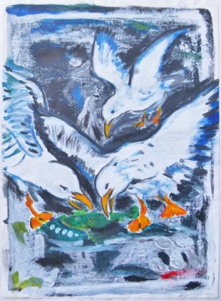 Lauwersoog - acryl op papier - 76,5x56cm 2009